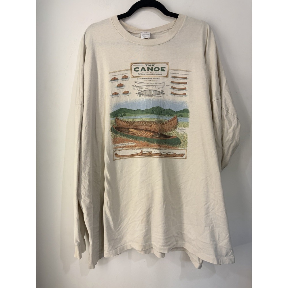 Vintage King Size 6X Canoe Graphic T Shirt 100% Cotton Distressed USA Made
